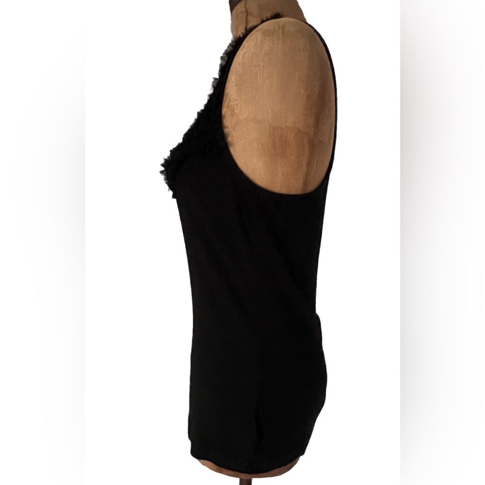 Elle Black Ruffle Front Ribbed Tank Top EUC M - Picture 6 of 9